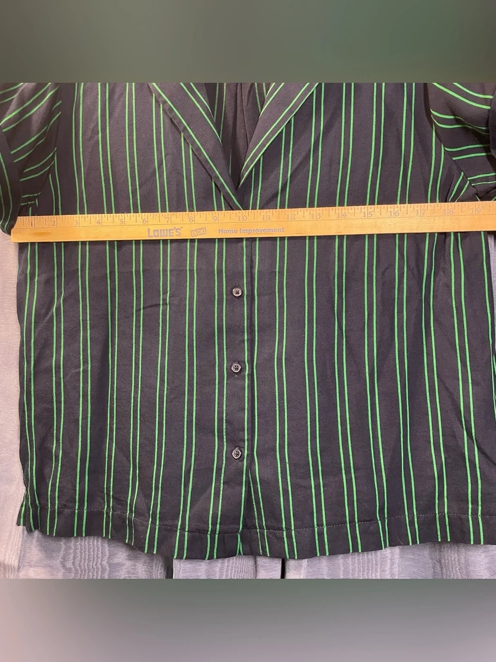 Banana Republic Navy & Green Stripe Cuban Camp Shirt Size M